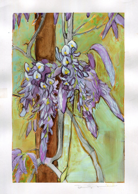 The Garden Studio Series – Wisteria, Original Watercolor & Gouache Painting
