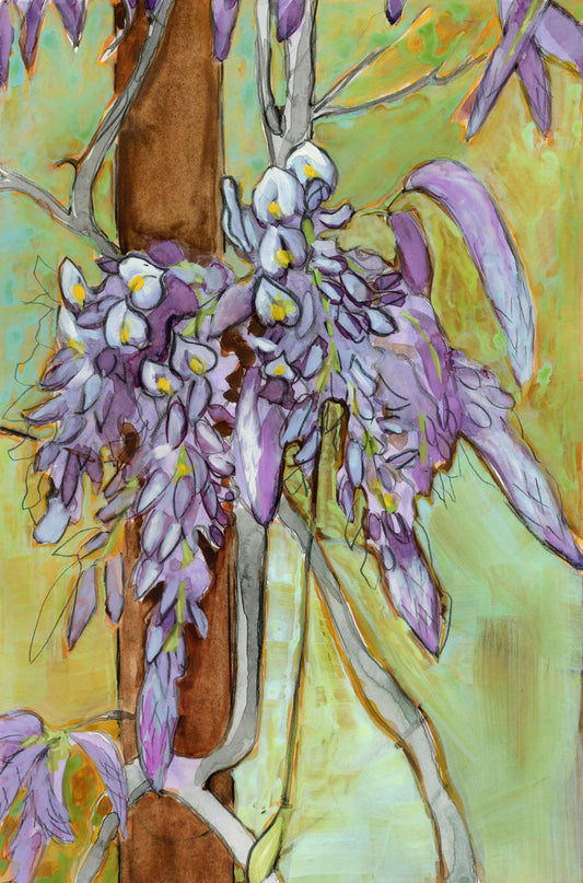 The Garden Studio Series – Wisteria, Original Watercolor & Gouache Painting
