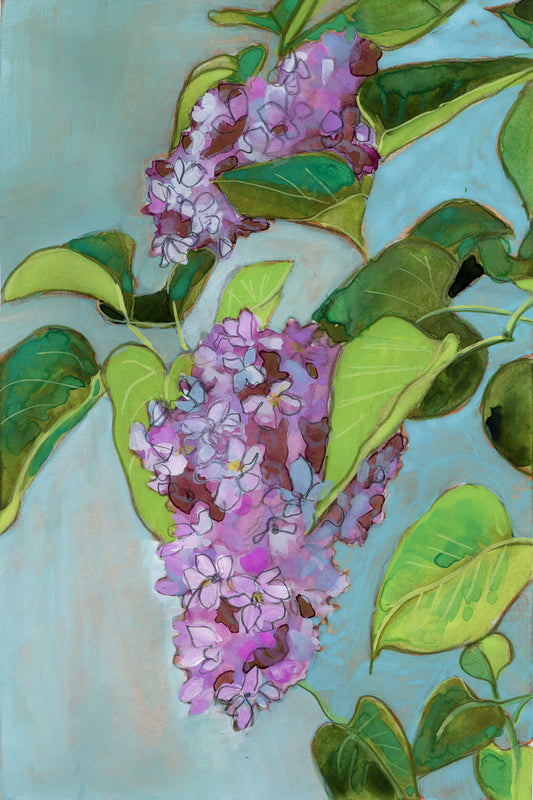 The Garden Studio Series – Lilacs, Original Watercolor and Gouache Painting