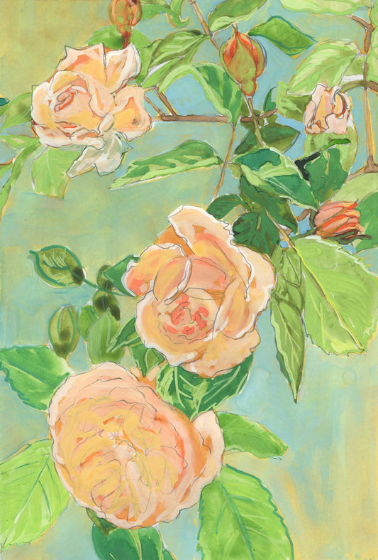 The Garden Studio Series – Rose, Original Watercolor and Gouache Painting