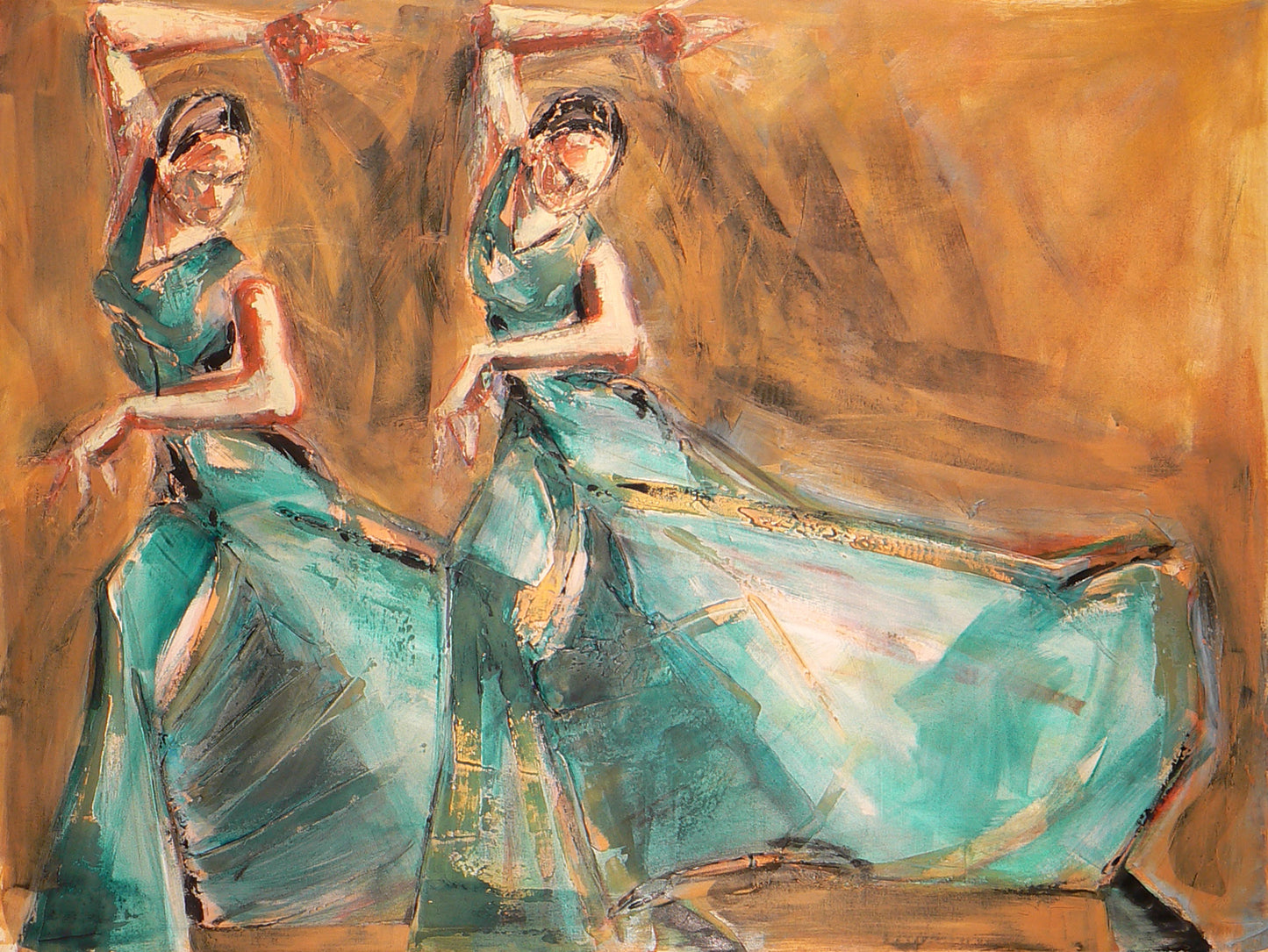 Dos Bulerias Verde - Original Acrylic Painting