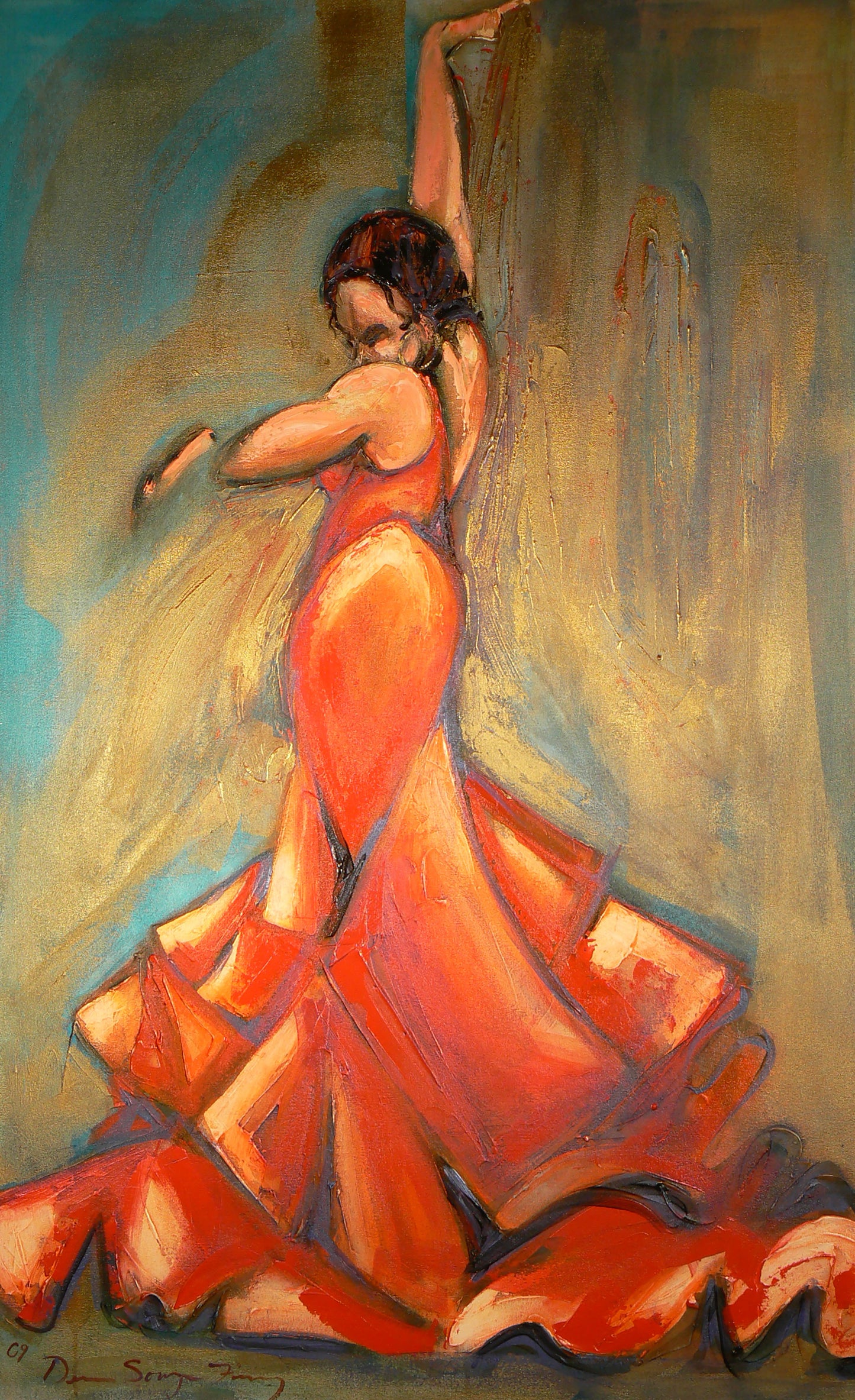 Red Flamenco - Original Acrylic Painting
