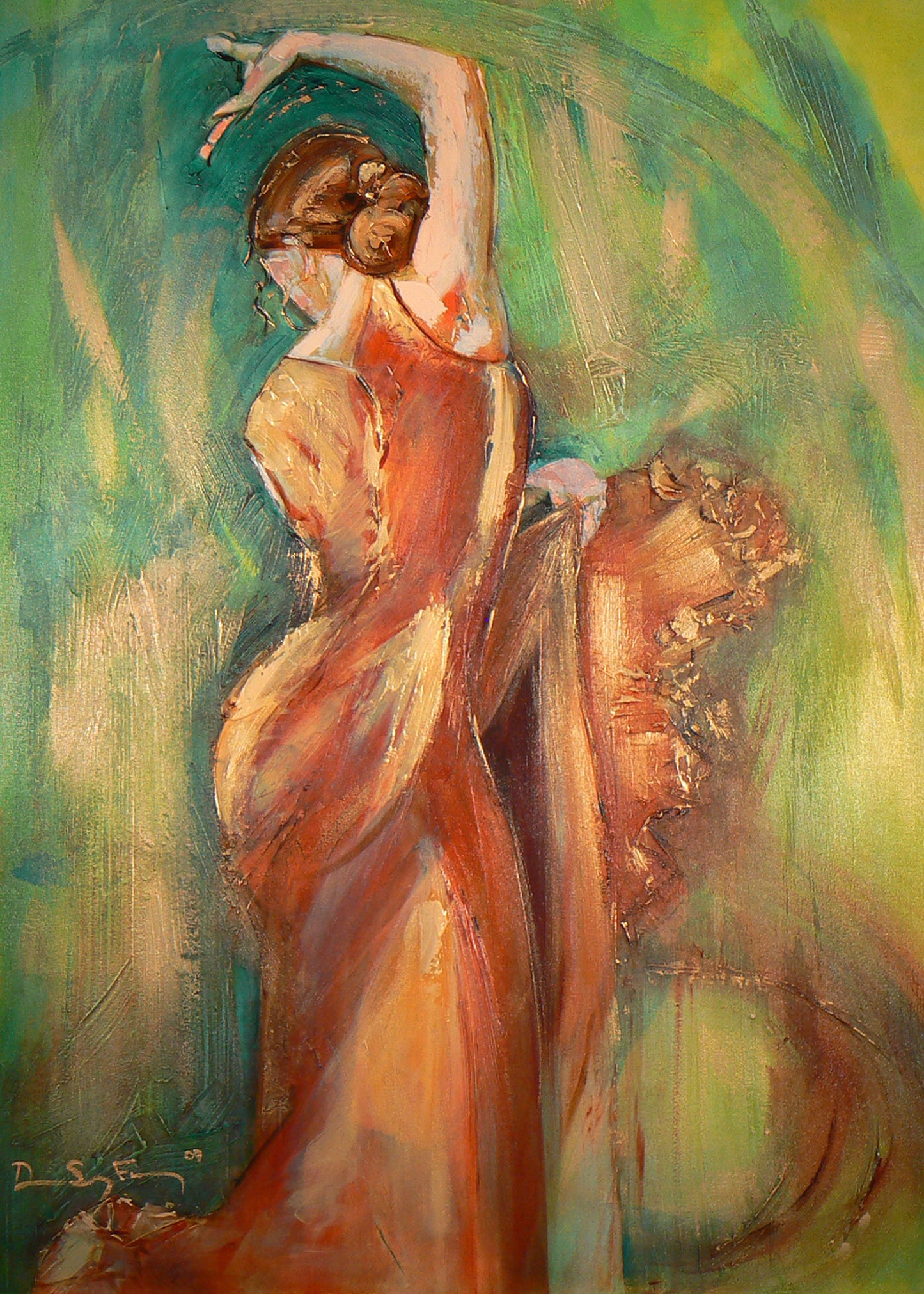 Six Different Flamenco Paintings 5x7 Box Card Set