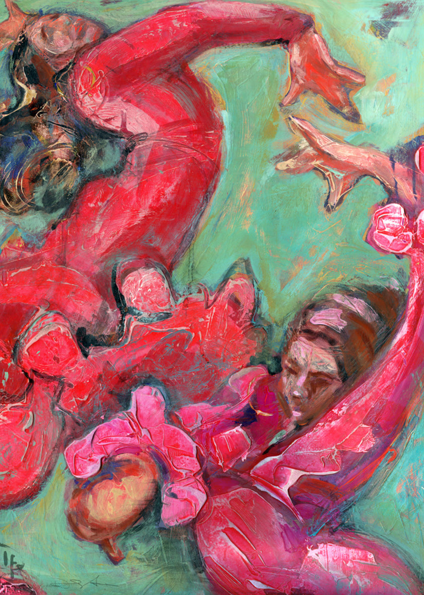Six Different Flamenco Paintings 5x7 Box Card Set