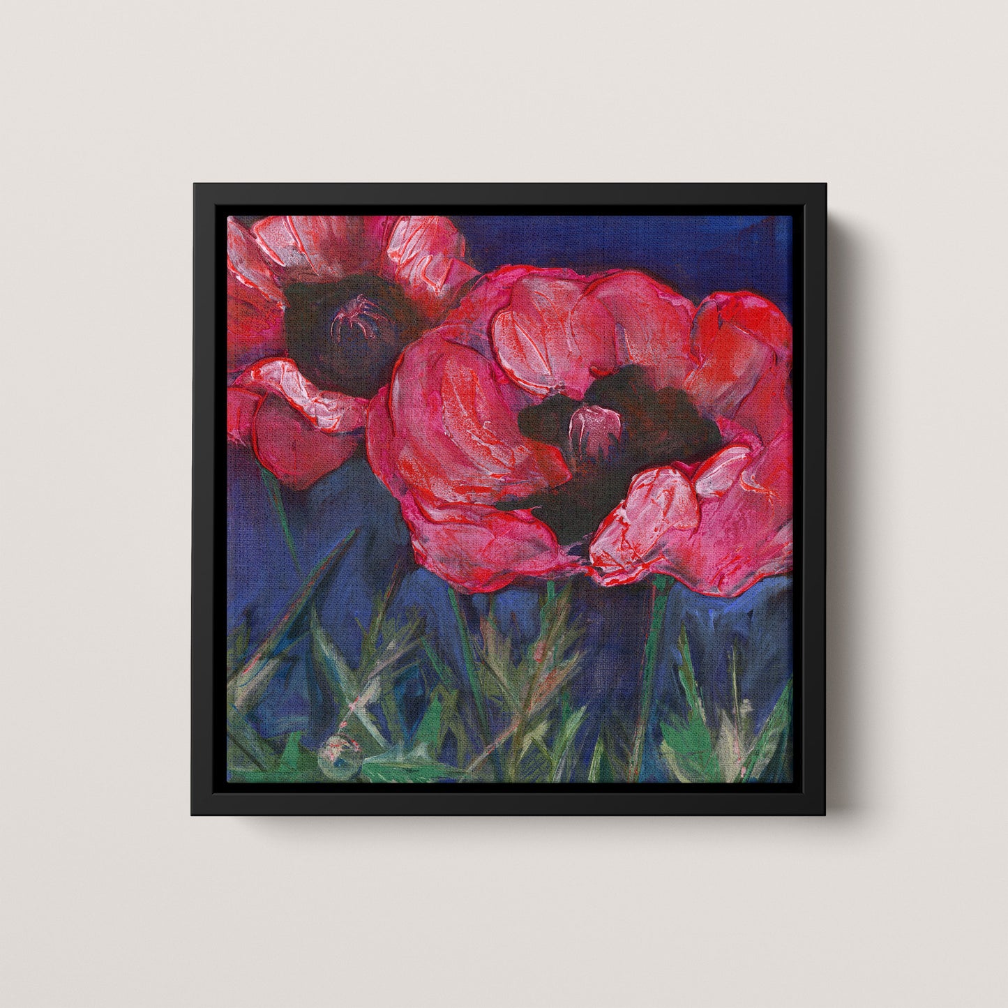 Red Poppies Dark Sky - Fine Art Print
