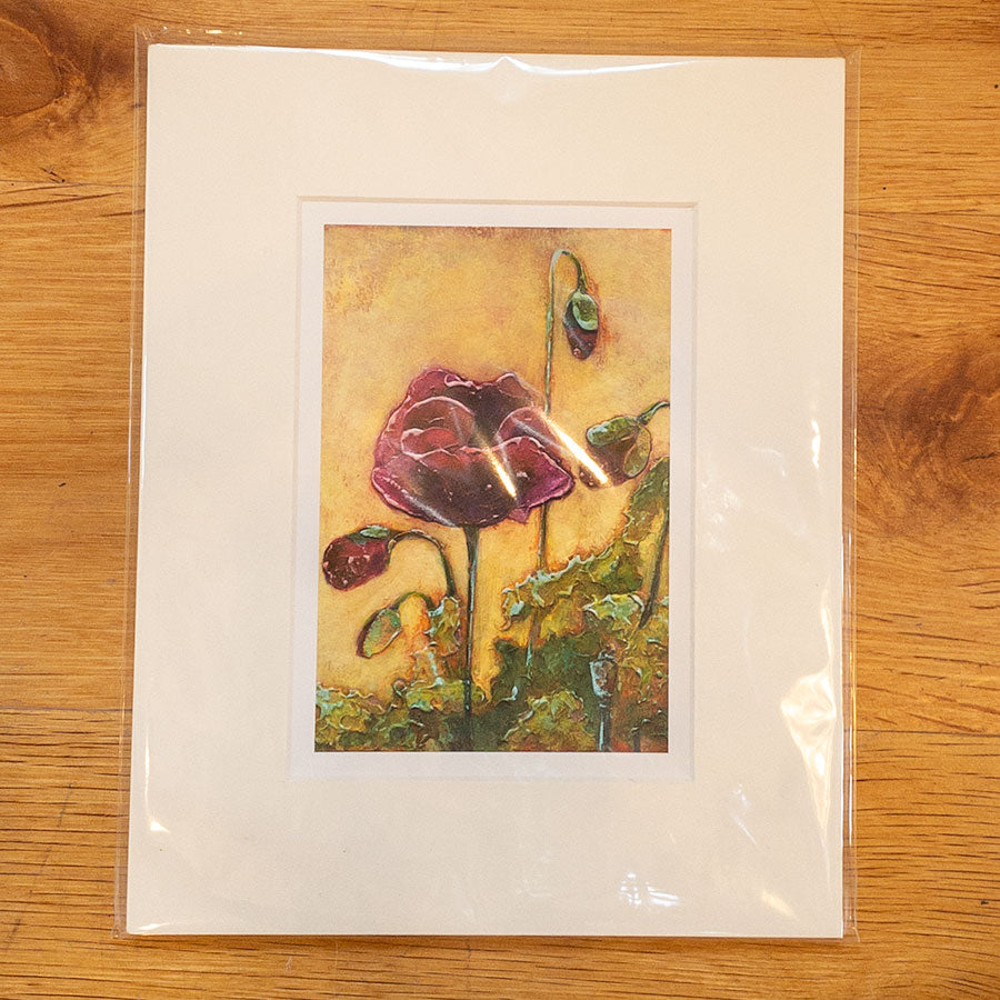Patty's Plum Poppy Acrylic Painting - 5x7 inch Print