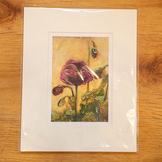 Patty's Plum Poppy Acrylic Painting - 5x7 inch Print