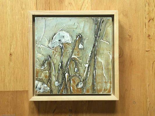 Winter Poppies I - Acrylic Painting, 8x8 inch