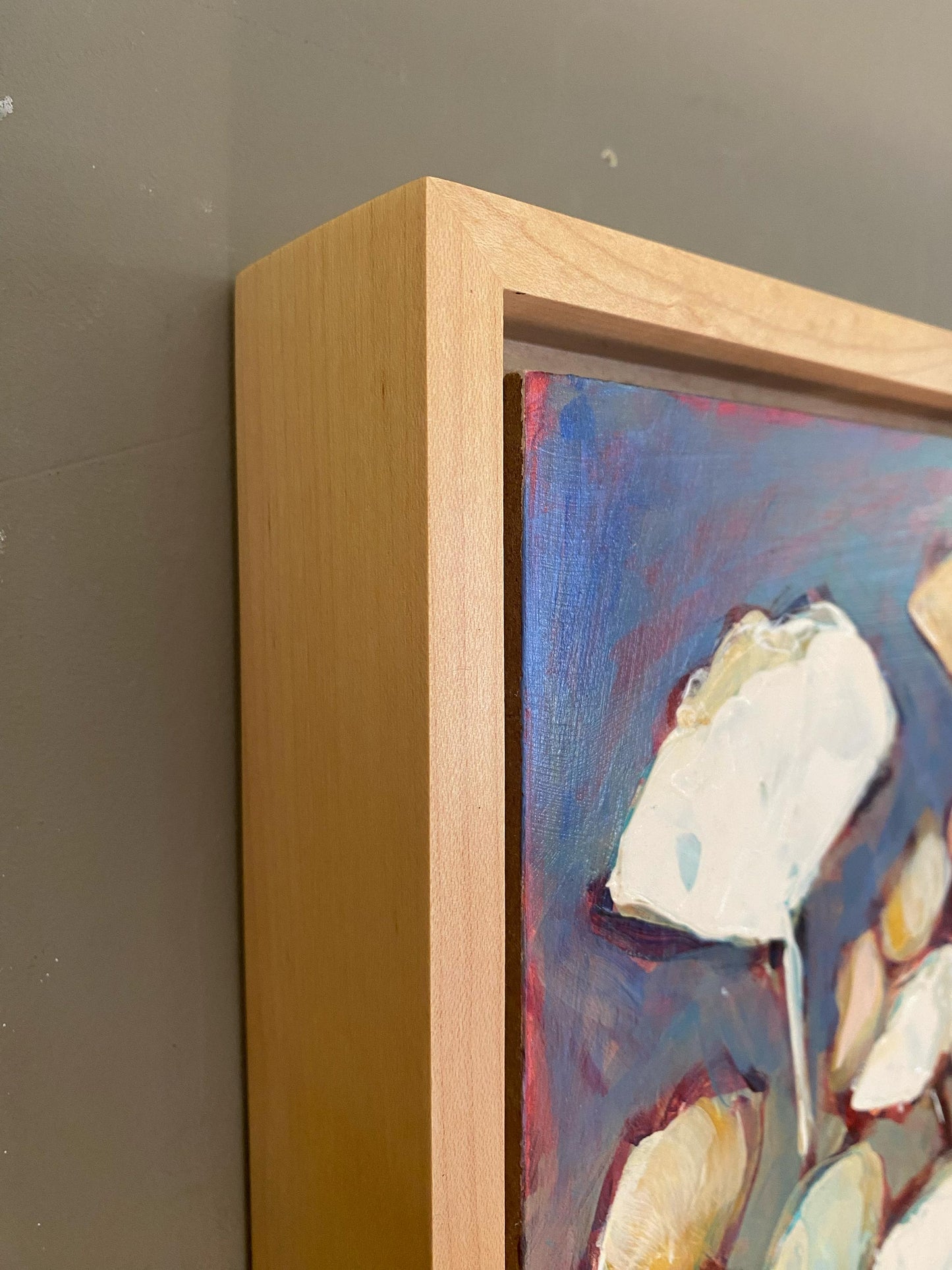 Poppies In Soft Neutrals - Acrylic Painting, 8x8 inch