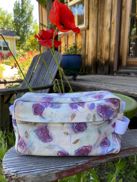 Poppy Wallpaper II Travel Bags – Small, Medium & Set | Handmade Cotton Twill Zipper Pouches
