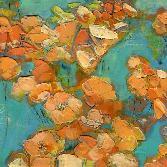 California Poppies Seaside - Original Acrylic Painting