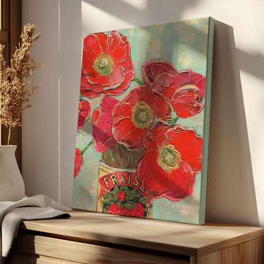 Red Poppies in a Can — Fraise — Original Acrylic Painting