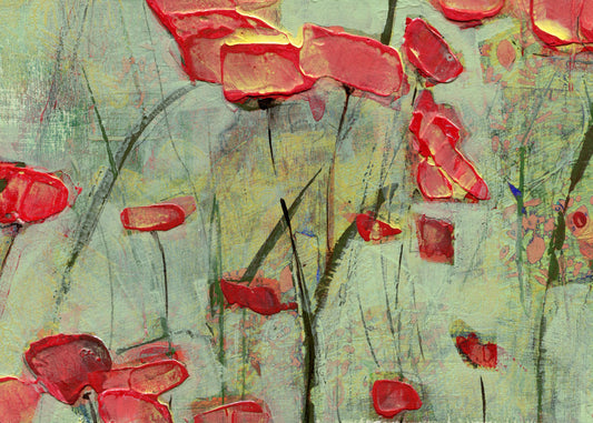 Four Panel Pink Poppies IV - Original Acrylic Painting