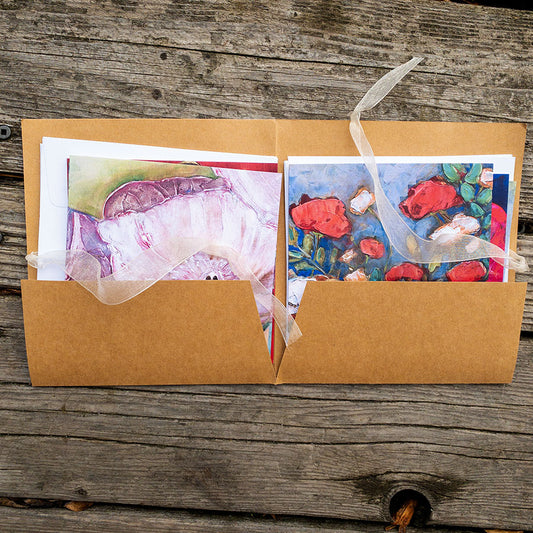 Six Different Poppy Paintings 5x5 Gift Greeting Card Set