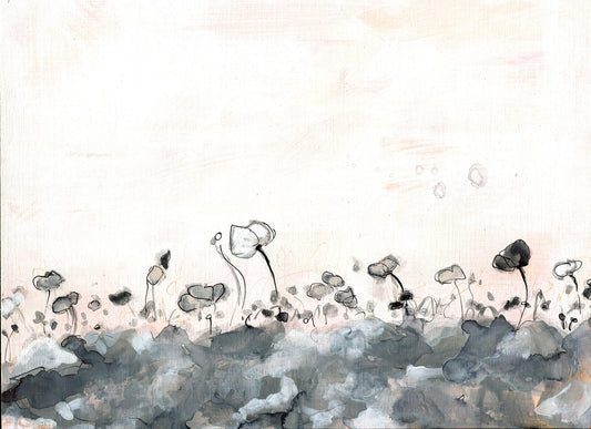 Poppy Field I – 9x12 inch Mixed Media on Paper