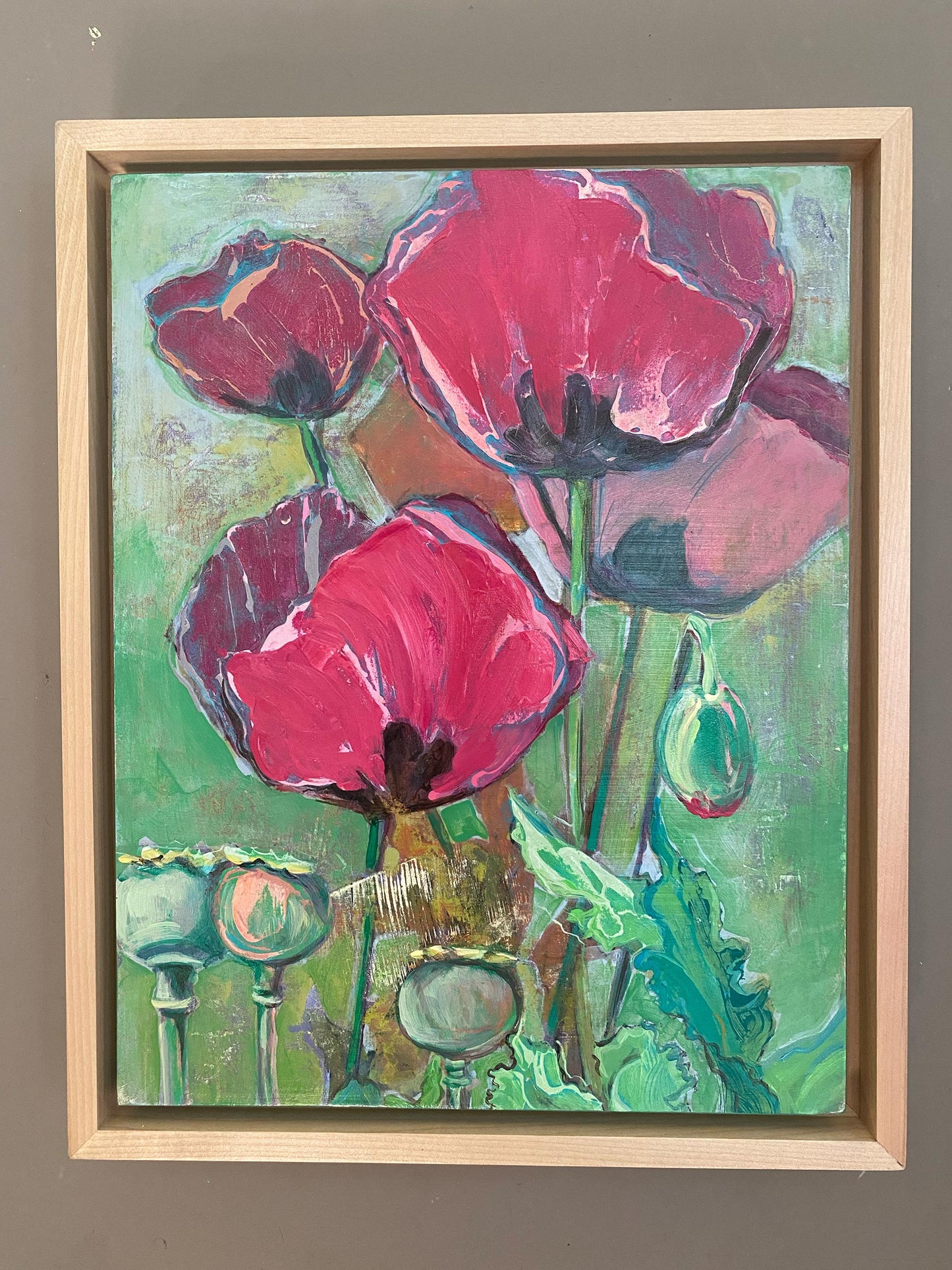 Poppy Dreams No. 1 – Fuschia | Layered Poppy Dreams, Original Acrylic Painting