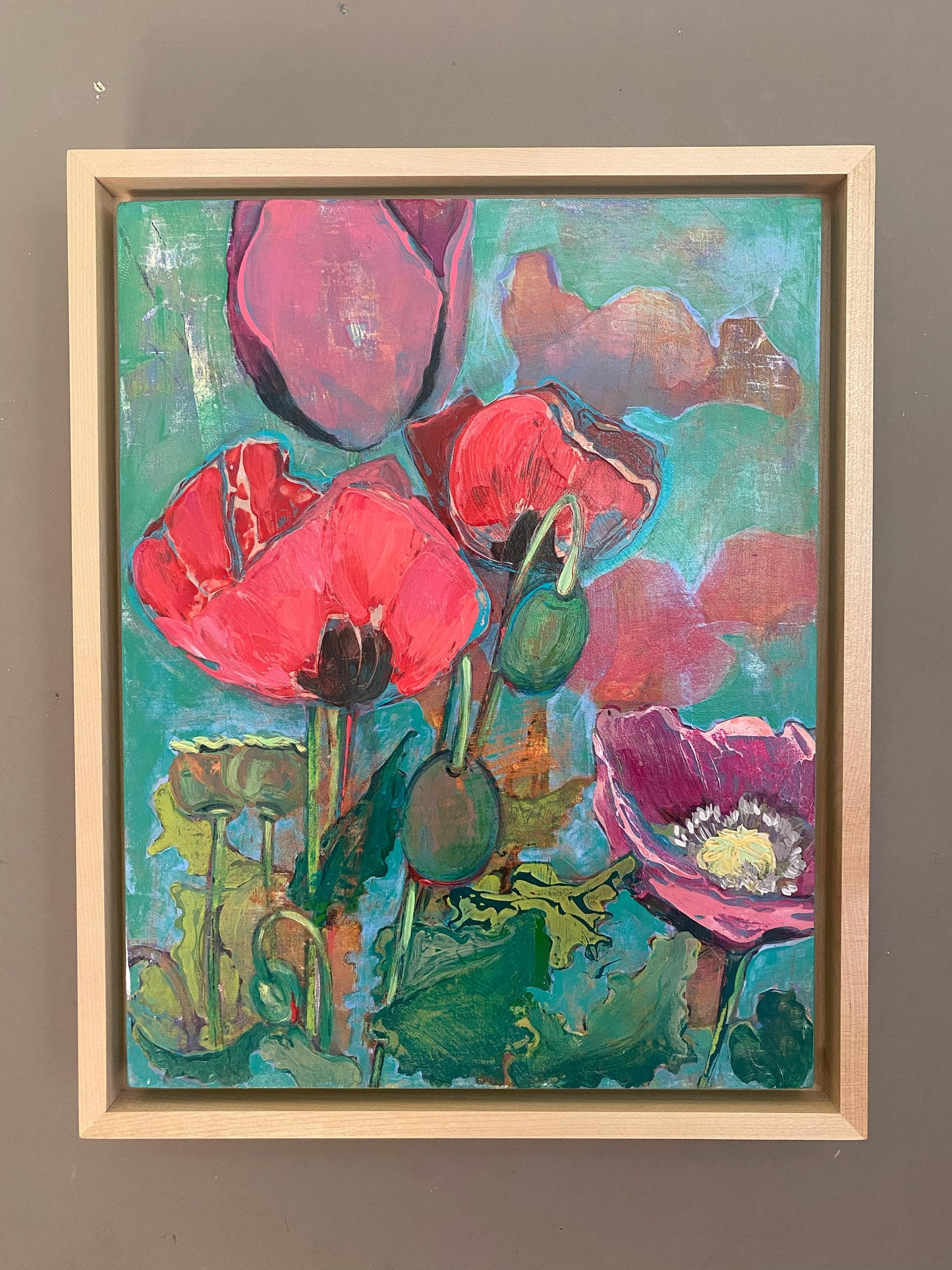 Poppy Dreams No. 2 – Red & Pink | Layered Poppy Dreams, Original Acrylic Painting