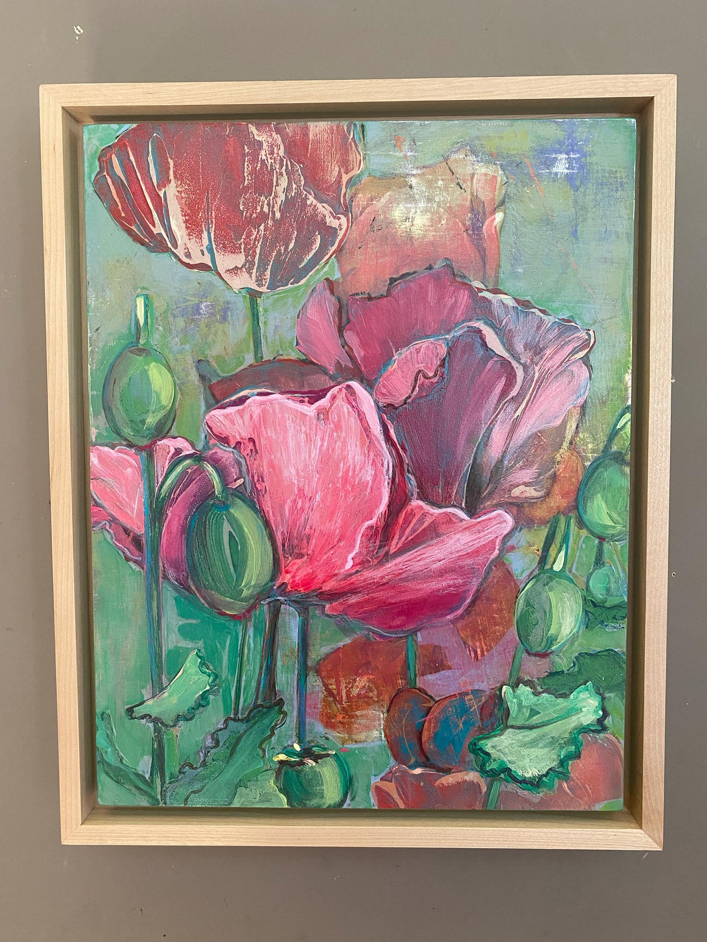Poppy Dreams No. 5 – Pink | Layered Poppy Dreams, Original Acrylic Painting