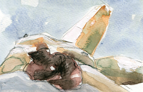 Lying Figure Knee To Side - Painting on Paper 5x7 inch