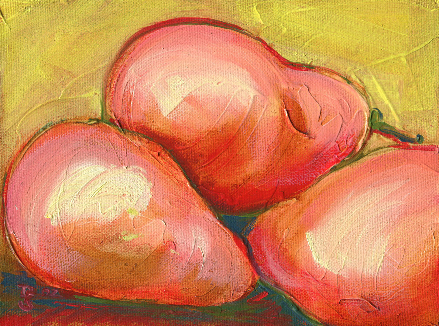 Group of Three Pears - 6x9 inches Oil on Canvas