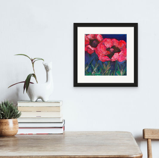 Red Poppies Dark Sky -  Fine Art Print