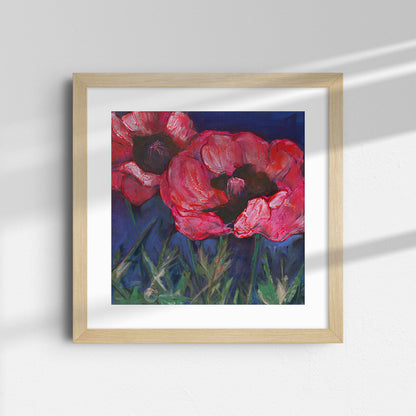 Red Poppies Dark Sky -  Fine Art Print