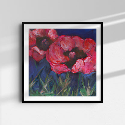 Red Poppies Dark Sky -  Fine Art Print