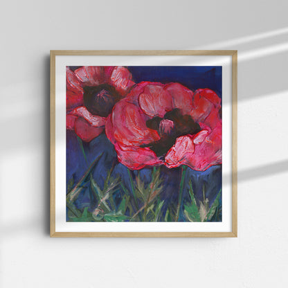 Red Poppies Dark Sky -  Fine Art Print