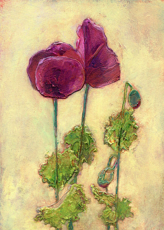 Lauren's Grape Poppy Card - 5x7 Greeting Card from Original Painting