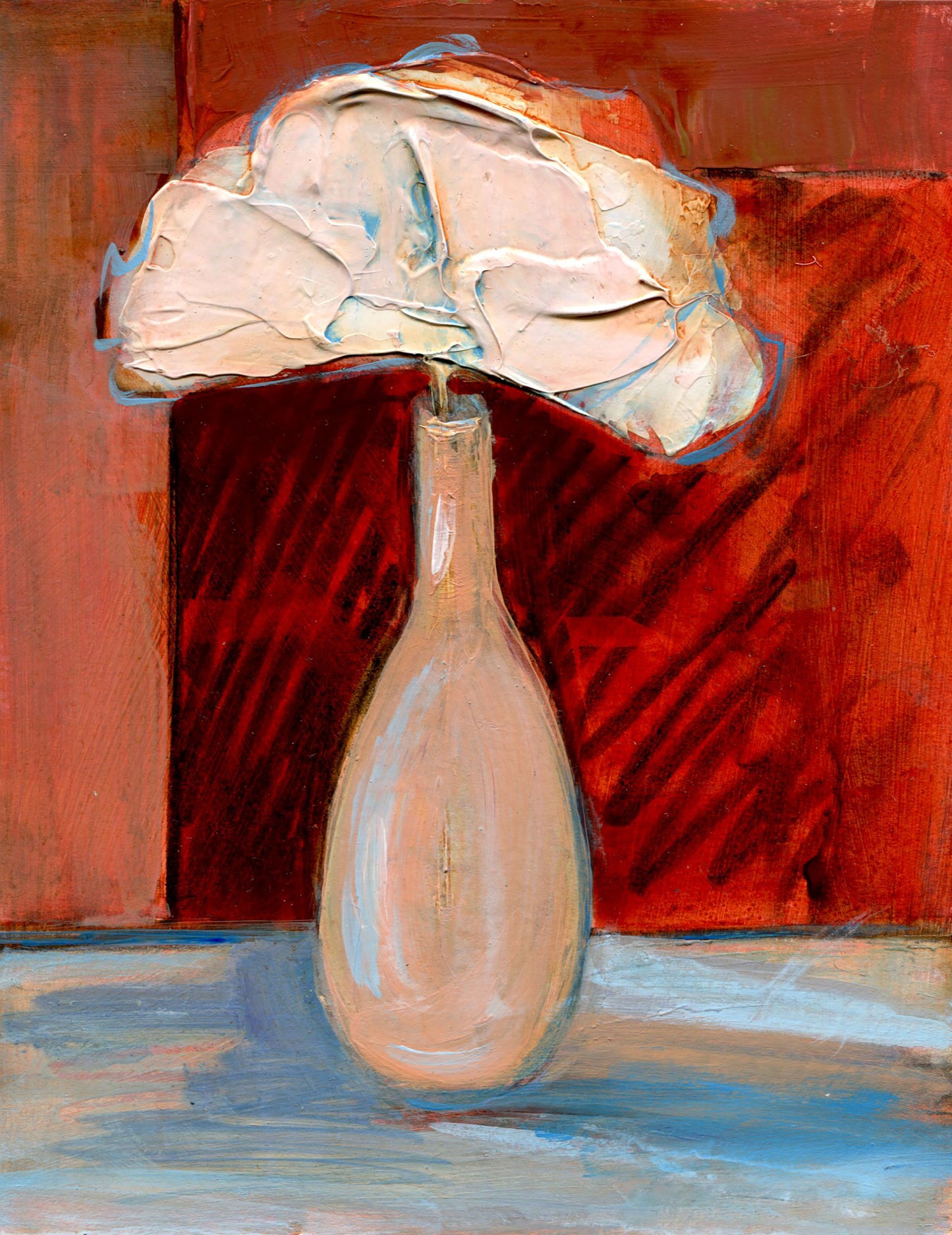 Poppy In Vase I Series 5 - 5x7 inch Acrylic Painting on Paper