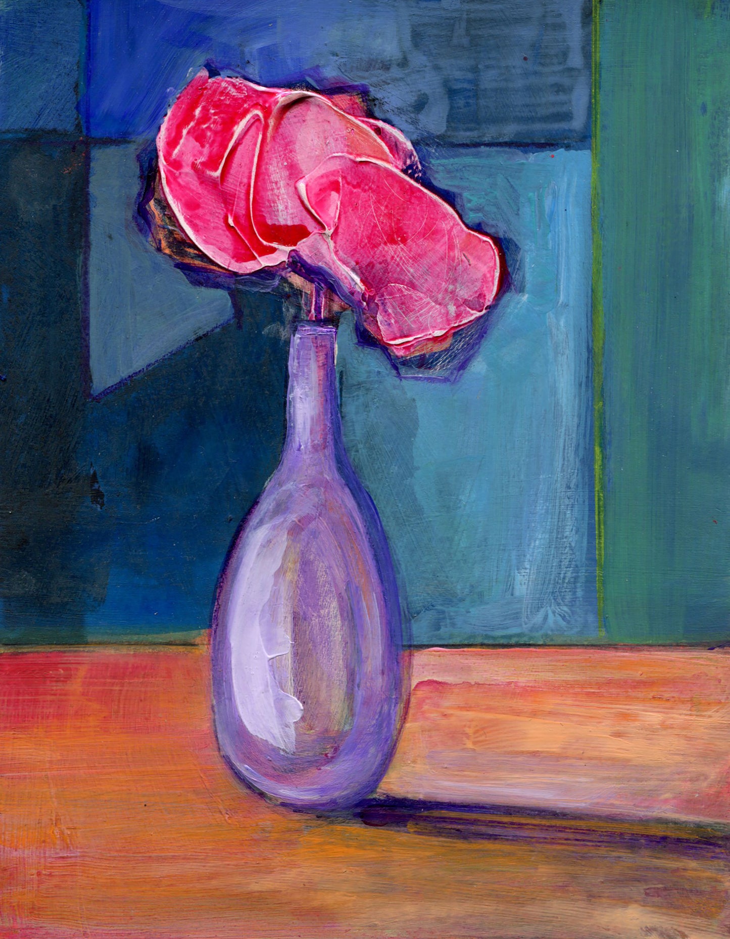 Poppy In A Vase Series 4 - 5x7 inch Acrylic Painting on Paper