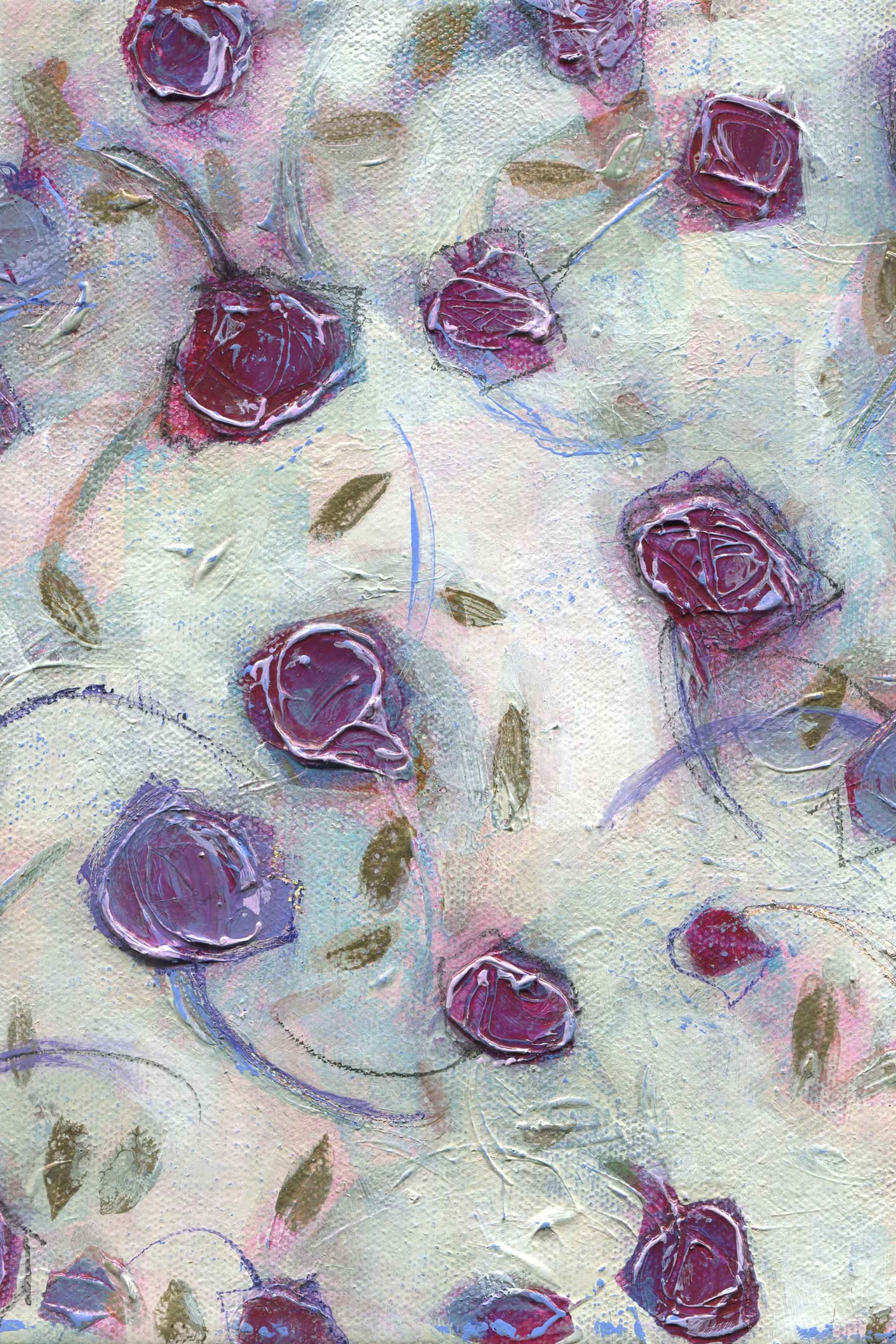 Poppy Wallpaper II Acrylic Painting - 4x6 inch Print