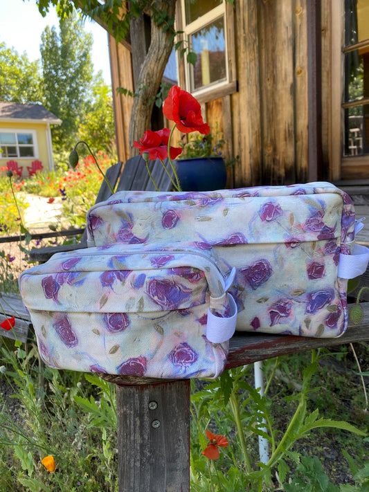 Poppy Wallpaper II Travel Bags – Small, Medium & Set | Handmade Cotton Twill Zipper Pouches