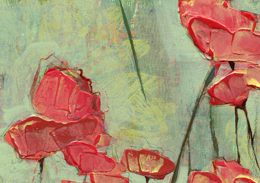 Four Panel Pink Poppies I - Original 5x7 inches