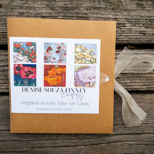 Six Different Poppy Paintings 5x5 Gift Greeting Card Set