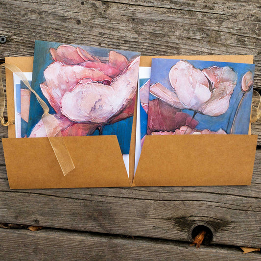 Six Poppy Portrait Paintings 5x5 Gift Card Set