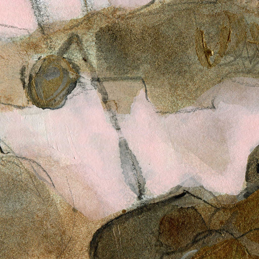 Bronze Poppies II - Mixed Media on Paper, 8x8 inch