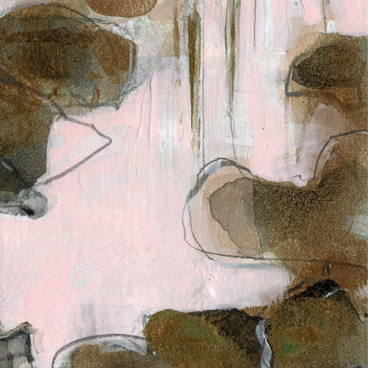 Bronze Poppies III - Mixed Media on Paper, 8x8 inch