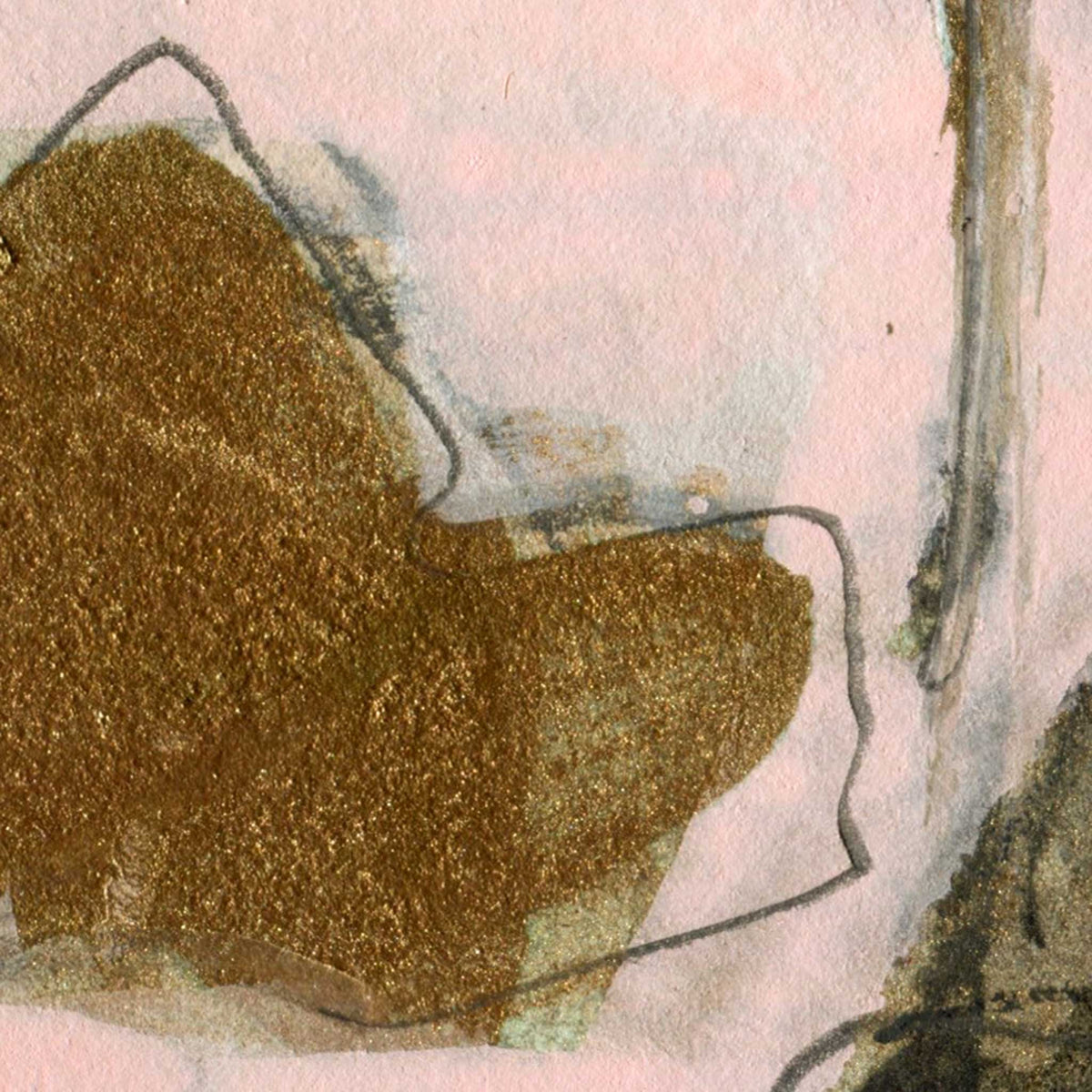 Bronze Poppies IV - Mixed Media on Paper, 8x8 inch