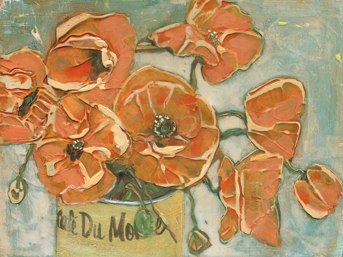 Poppies in a Can Café du Monde II — Original Acrylic Painting