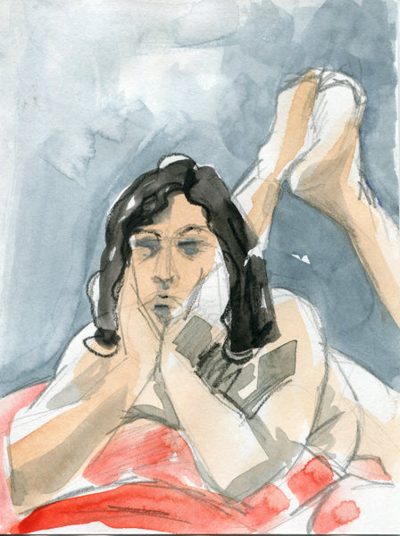 Reclining Face Forward - Works on Paper 4.5x6 inches