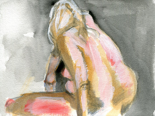 Pink Woman On Black - Works on Paper 4.5x6 inches