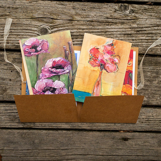 Six Different Poppy Paintings 5x7 Greeting Card Gift Set
