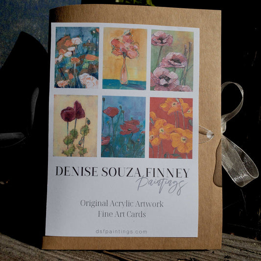 Six Different Poppy Paintings 5x7 Greeting Card Gift Set