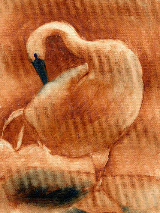 Dancing Swan - 5x7 inch Oil Painting on Canvas Paper