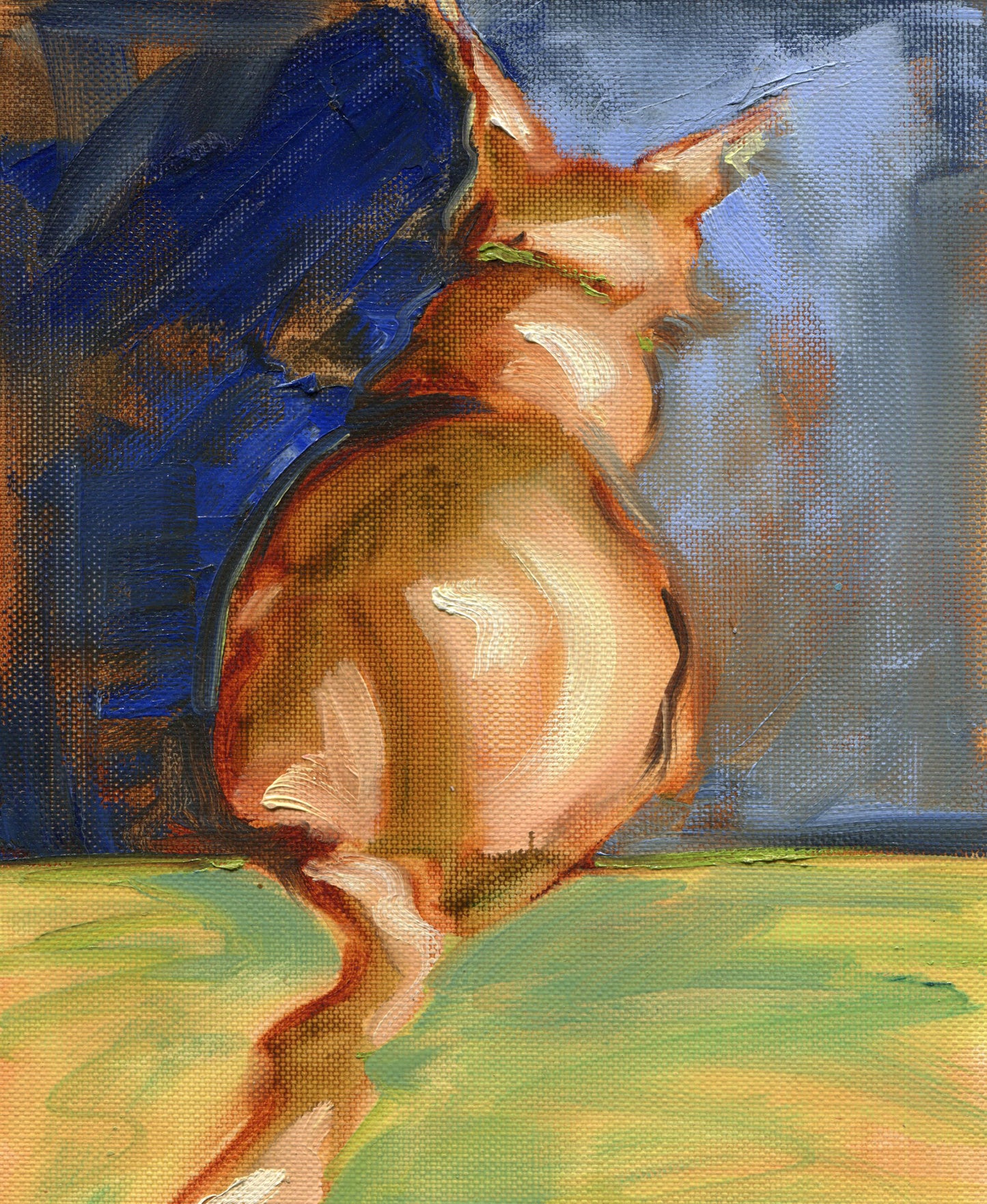 Here Kitty, Kitty -7x9 inch Oil Painting On Canvas Paper